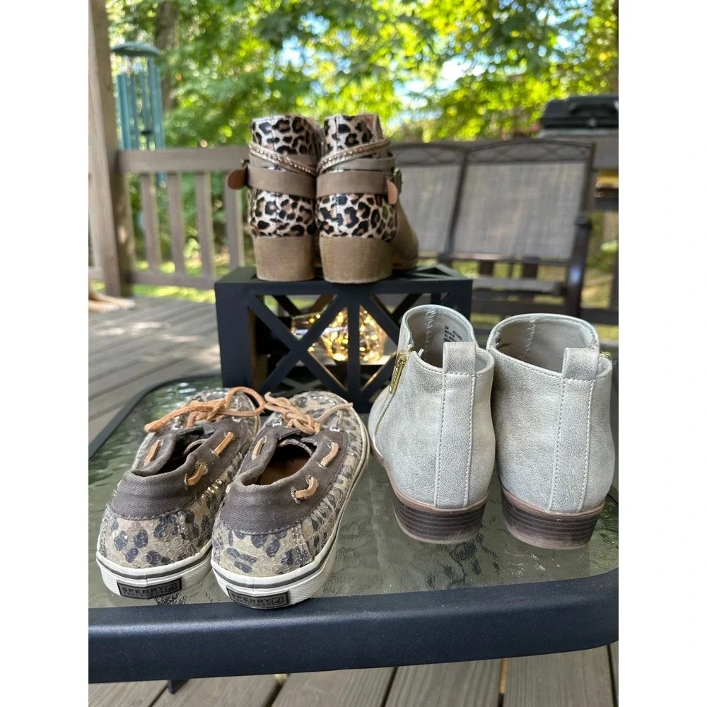 Kids‎ Booties + Sperry Top-Sider Boat Shoes Bundle Size 2M & 3M Leopard Print